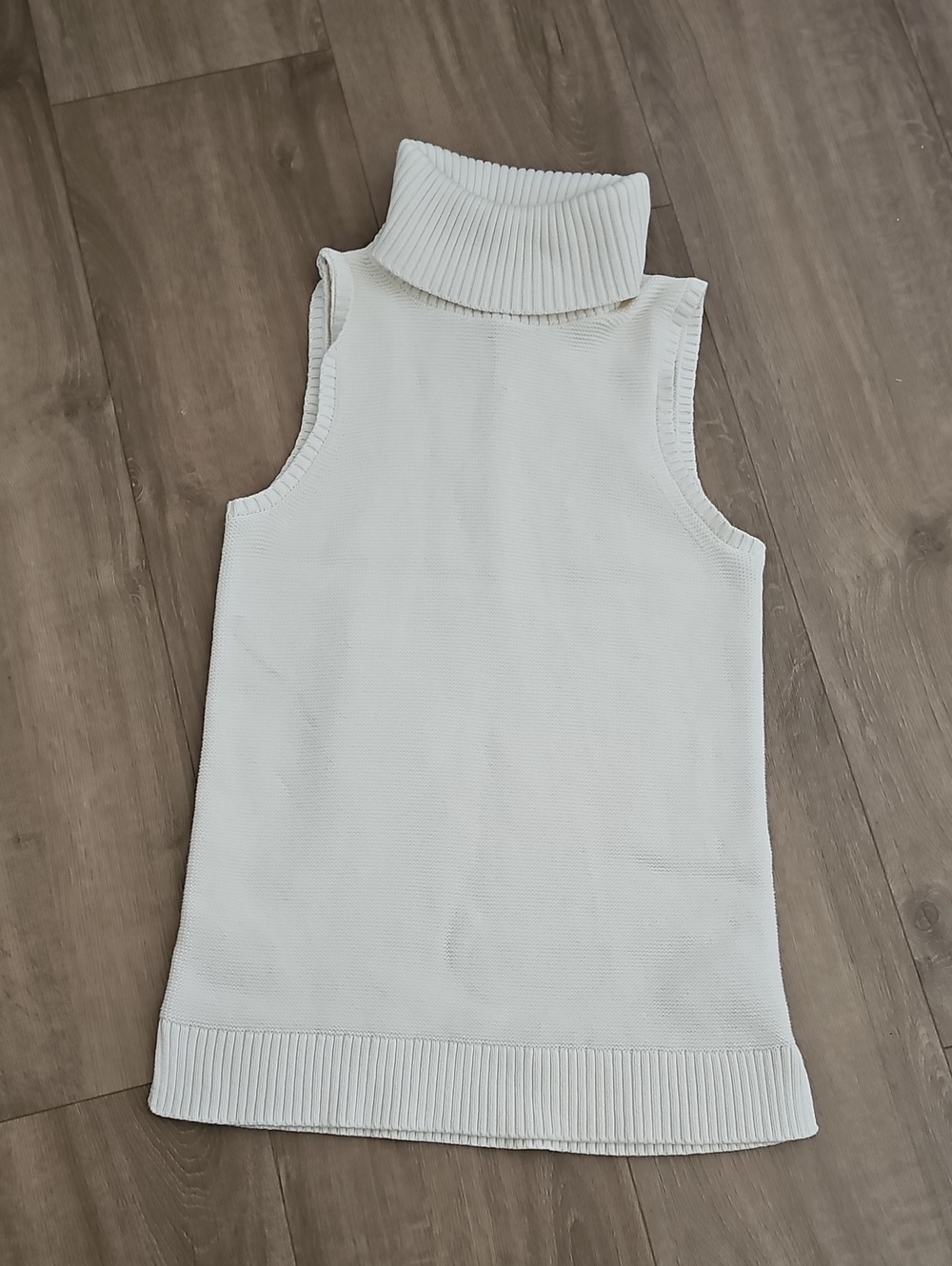 J.Crew Knit Turtle Neck Sleeveless Ribbed Tank - Cream Oversized XS